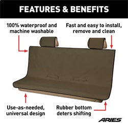 ARIES Seat Defender 58-in x 63-in Brown Waterproof Universal Extra-Large Bench Truck Seat Cover Protector - 3147-18
