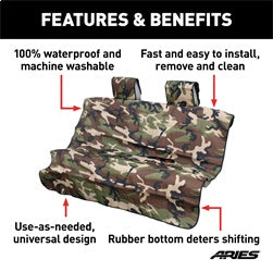 ARIES Seat Defender 58-in x 63-in Camo Waterproof Universal Extra-Large Bench Truck Seat Cover Protector - 3147-20