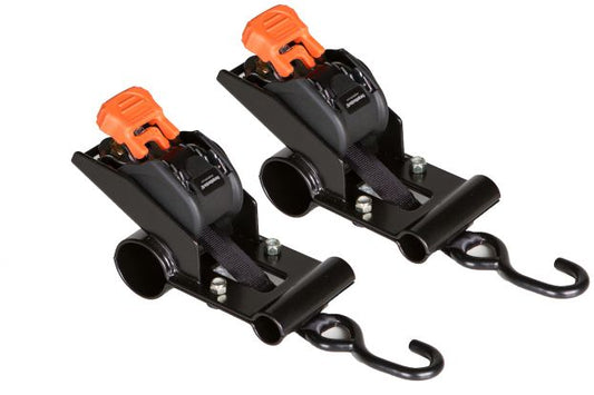 Retractable Ratchet Straps With Pro II Mount Brackets. 1" W X 6' L - Pair