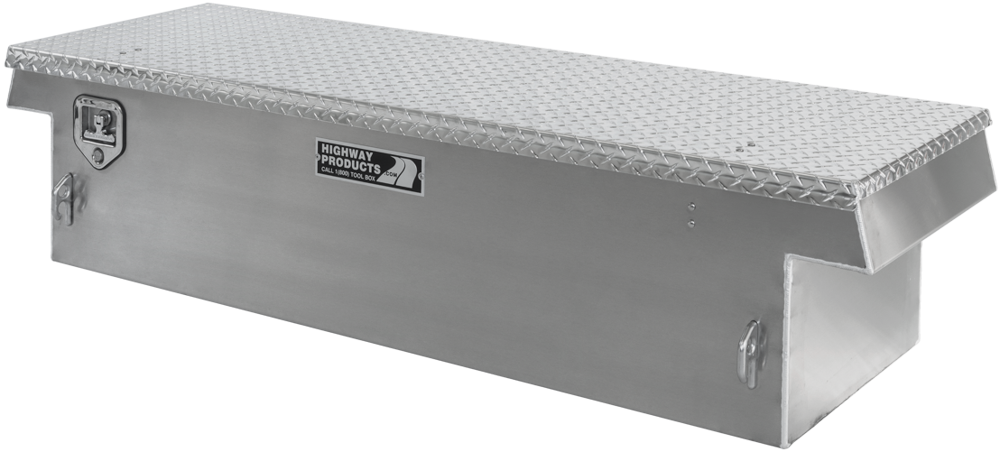 Highway Products 70 x 16 x 23-in. Single Lid Saddle Tool Box with Smooth Aluminum Base, Diamond Plate Lid - 3213-009