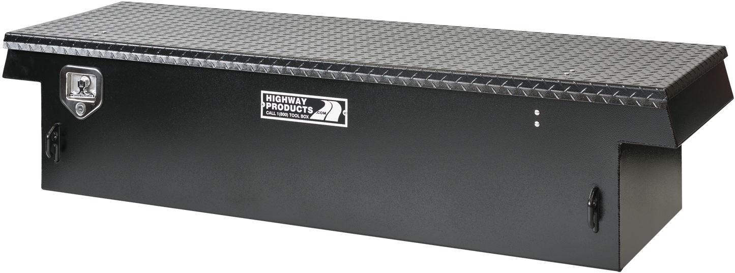 Highway Products 70 x 16 x 27-in. Single Lid Saddle Tool Box with Smooth Black Base, Black Diamond Plate Lid - 3213-011-BK62