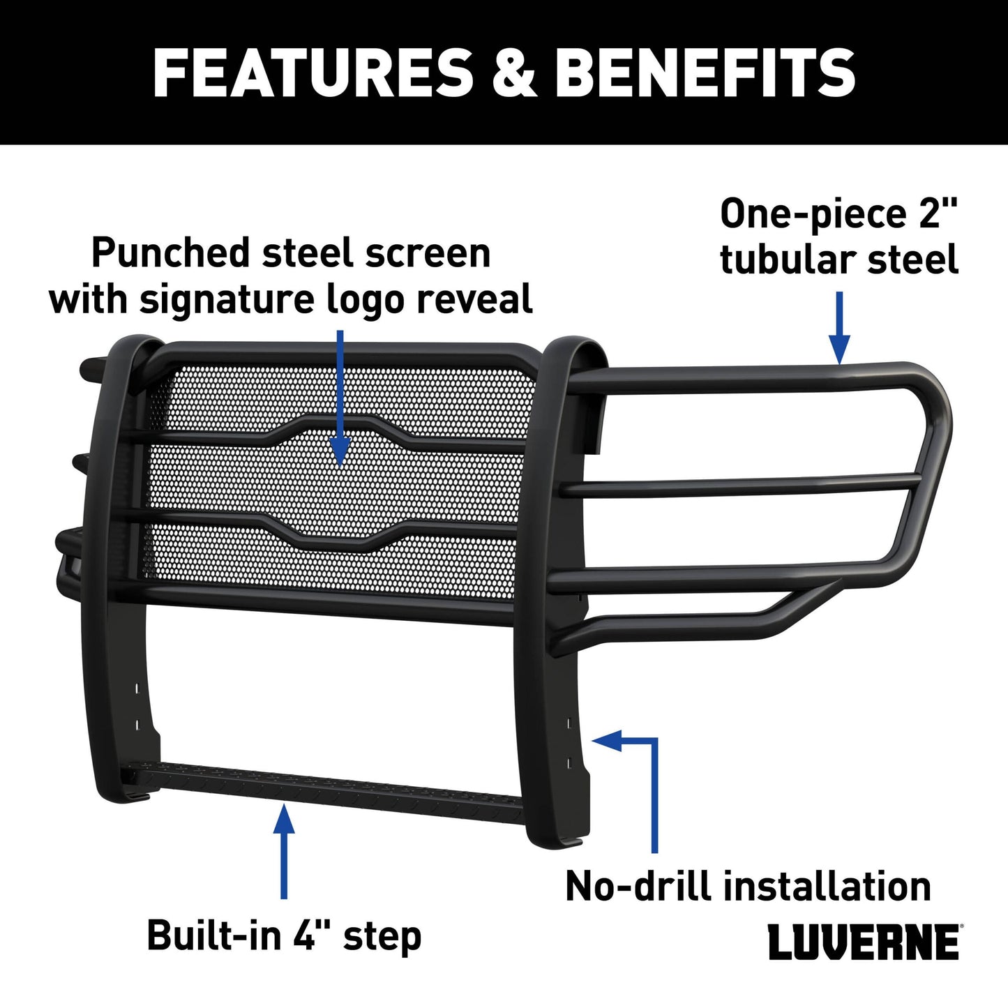 Luverne Prowler Max Black Steel Grille Guard, Select Ford F-250 to F-550 Super Duty