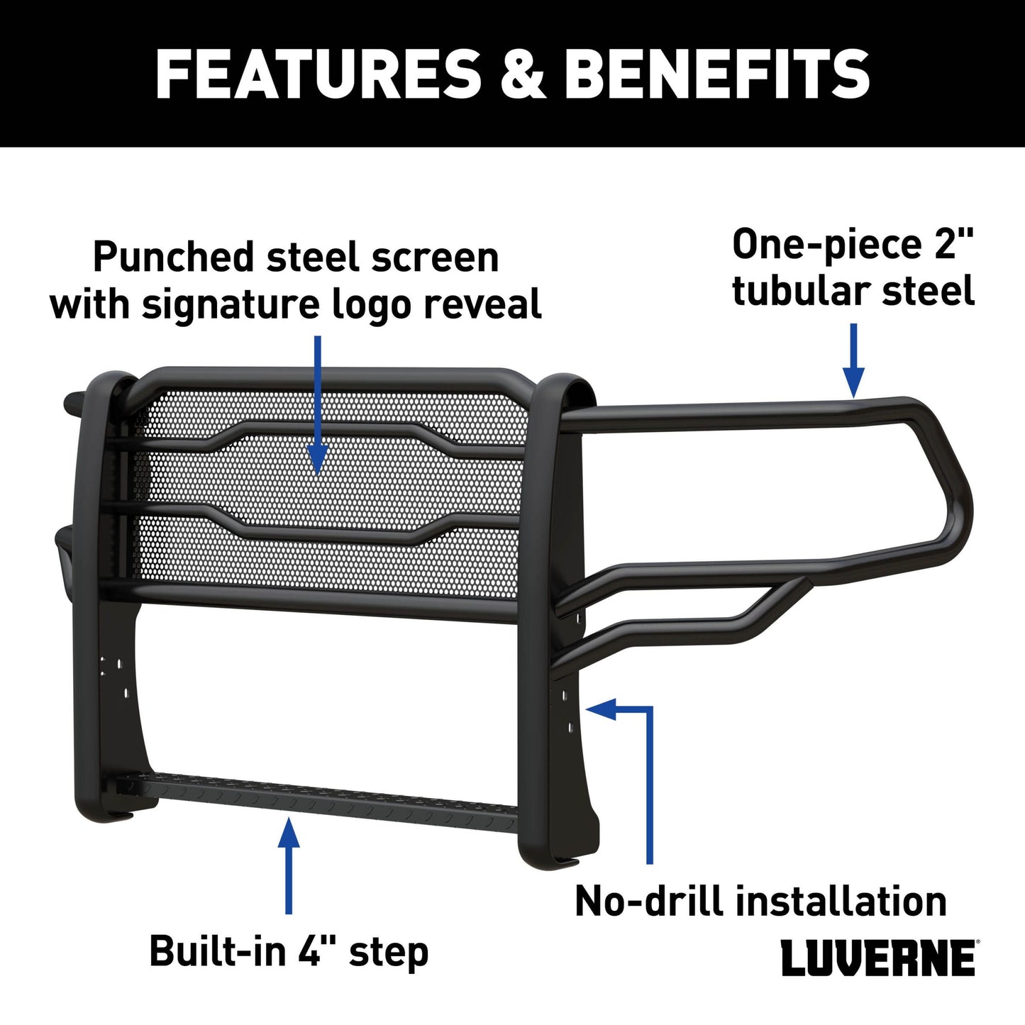 Luverne Prowler Max Black Steel Grille Guard, Select Ram 2500, 3500, 4500, 5500