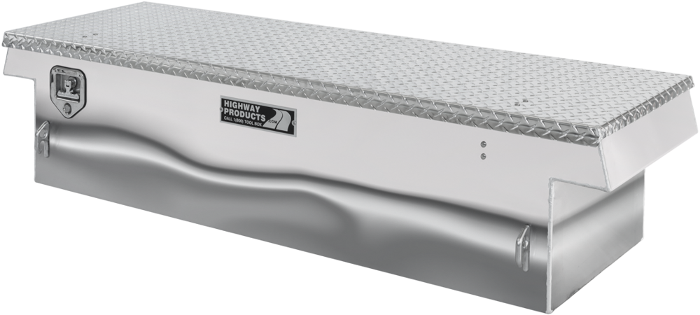 Highway Products 70 x 16 x 20-in. Single Lid Saddle Tool Box with Polished Aluminum Base, Diamond Plate Lid - 3222-010