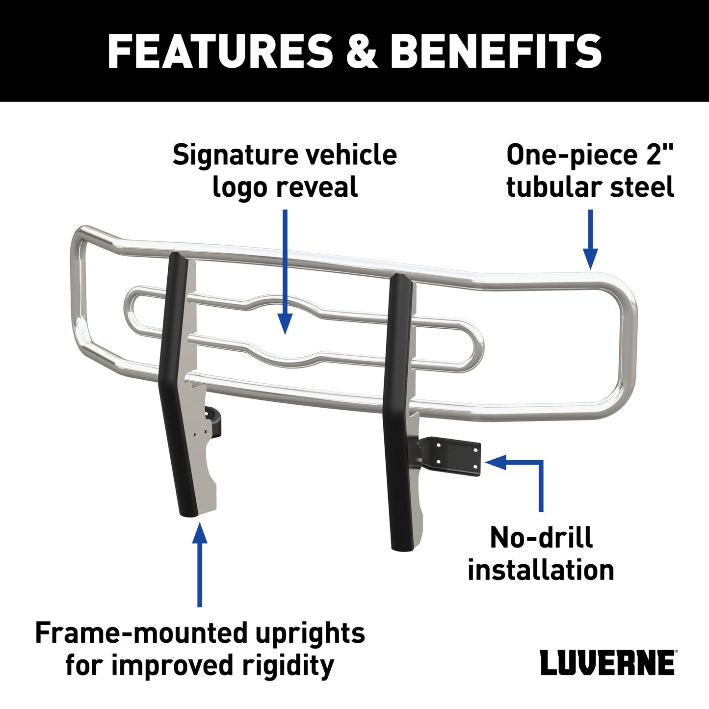 Luverne Chrome Steel 2" Tubular Grille Guard, Select Chevy Silverado 1500