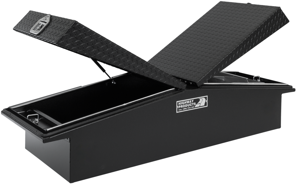 Highway Products 71 x 16 x 23-in. Gull Wing Tool Box with Smooth Black Base, Black Diamond Plate Lid - 3412-005-BK62