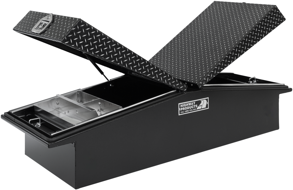 Highway Products 71 x 16 x 23-in. Gull Wing Tool Box with Smooth Black Base, Leopard Lid, No Boweyes - 3412-005-BK62S