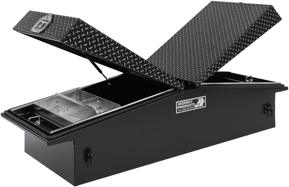 Highway Products 71 x 16 x 23-in. Gull Wing Tool Box with Smooth Black Base, Leopard Lid - 3412-015-BK62S