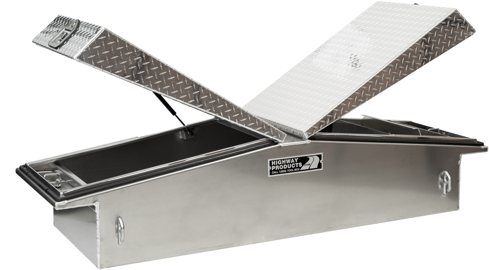 Highway Products 71 x 16 x 23-in. Gull Wing Tool Box with Smooth Aluminum Base, Diamond Plate Lid - 3412-015