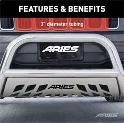 ARIES 3-in Polished Stainless Steel Bull Bar for Toyota Tacoma (2005-2015) - 35-2002