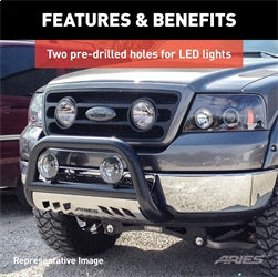 ARIES 3-in Polished Stainless Steel Bull Bar for Chevrolet/GMC Silverado/Sierra 2500 HD, Silverado/Sierra 3500 HD (2009-2019) - 35-4013