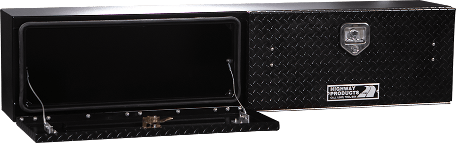 Highway Products 90 x 16 x 13-in. High Side Tool Box with Black Diamond Plate Door, Smooth Black Base - 3813-015-BK62