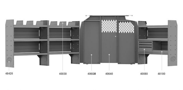 Commercial Bin Shelving Package for Chevy/GMC Express/Savana - 135-in WB