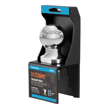 CURT 2" Trailer Ball (1" x 2-1/8" Shank, 6,000 lbs., Chrome, Packaged) - 40066