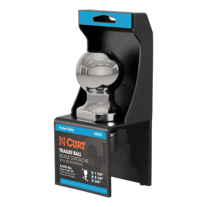 CURT 1-7/8" Trailer Ball (3/4" x 2-1/8" Shank, 2,000 lbs., Stainless, Packaged) - 40080