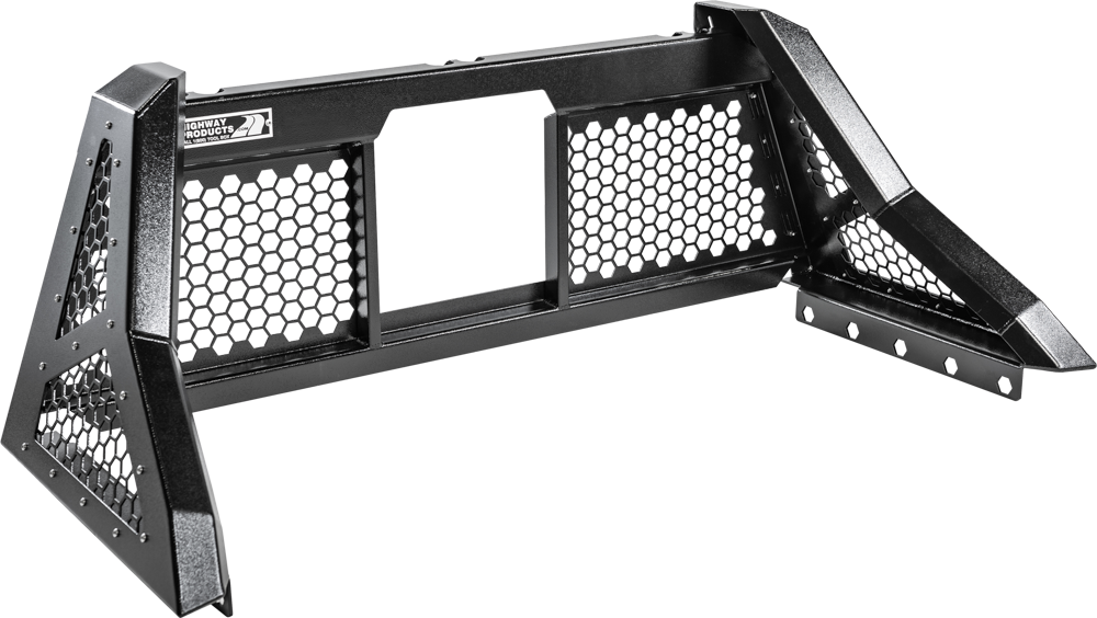 Highway Products Savage Headache Rack Open Mesh, Smooth Black Upright, Smooth Black Center, Size 2 - 4011-050-BK62