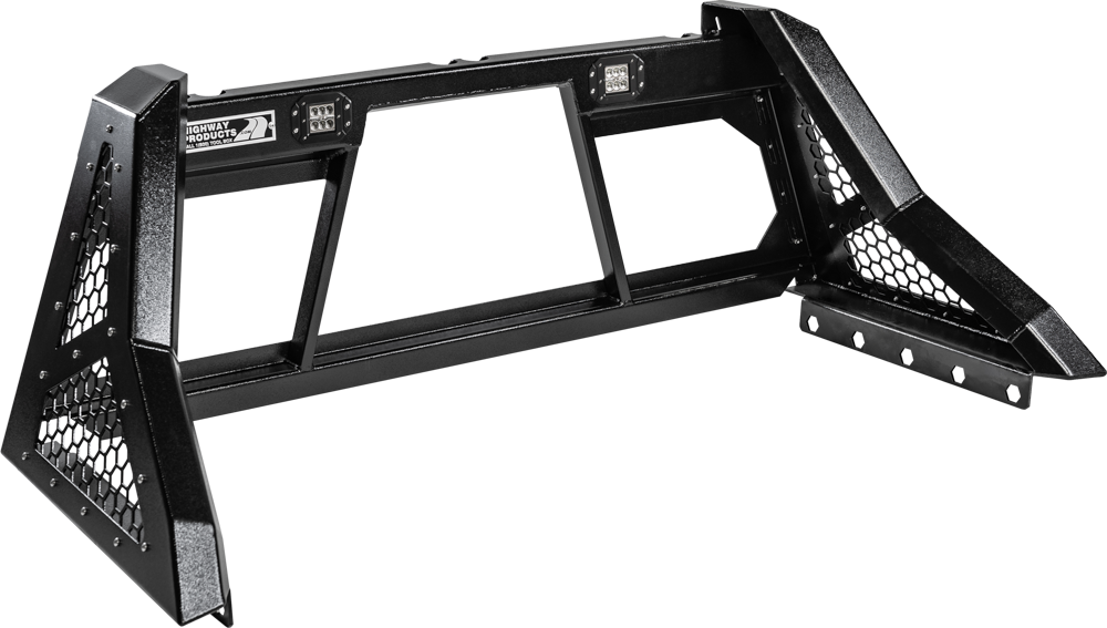 Highway Products Savage Headache Rack Hd Open Post, Smooth Black Upright, Smooth Black Center, Size 2 - 4011-052-BK62