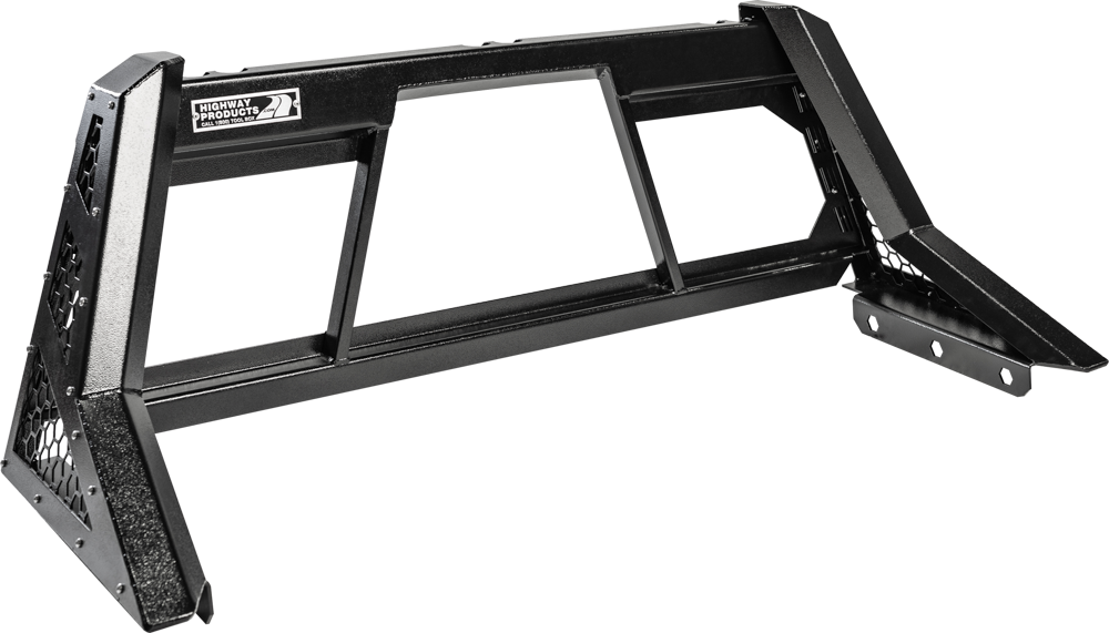 Highway Products Beast Headache Rack Open Post, Smooth Black Upright, Smooth Black Center, Size 5 - 4011-081-BK62