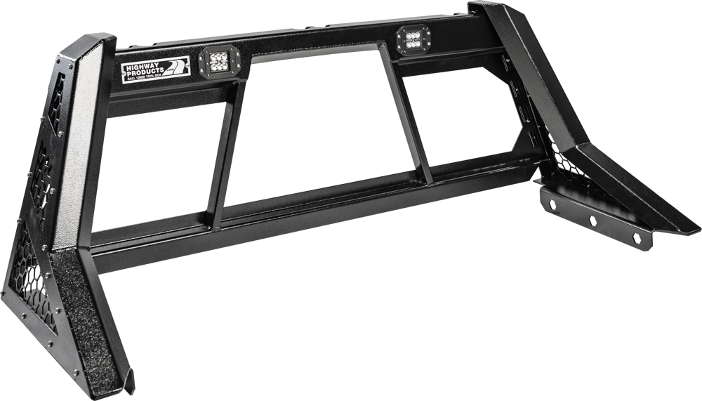 Highway Products Beast Headache Rack Hd Open Post, Smooth Black Upright, Smooth Black Center, Size 6 - 4011-090-BK62