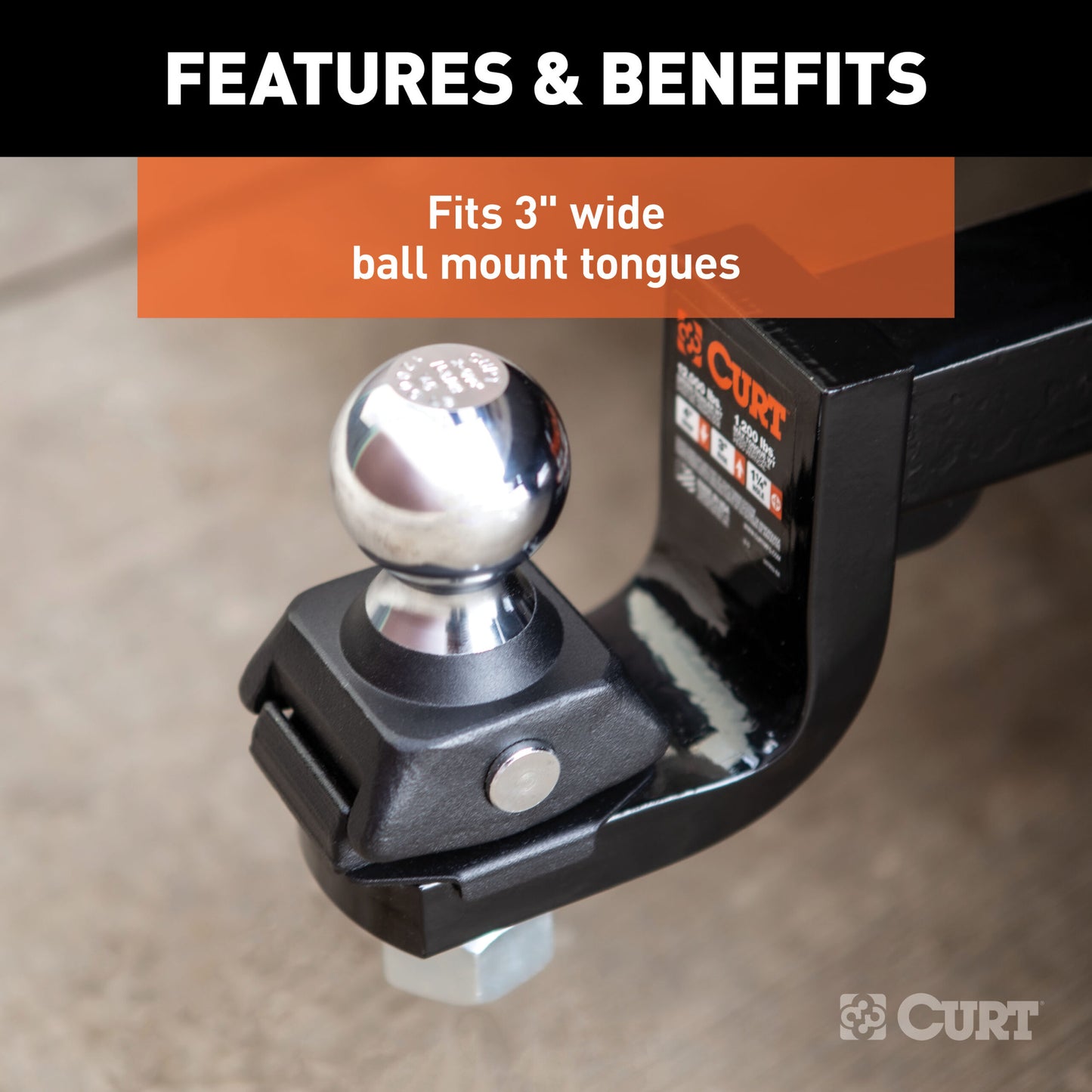 CURT RockerBall 2-5/16" Cushion Hitch Ball (1-1/4" Shank, 12,000 lbs, Packaged) - 40249