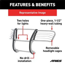 ARIES 1.5-in Polished Stainless Steel Grille Guard for GMC Sierra 1500 (2003-2007) - 4062-2