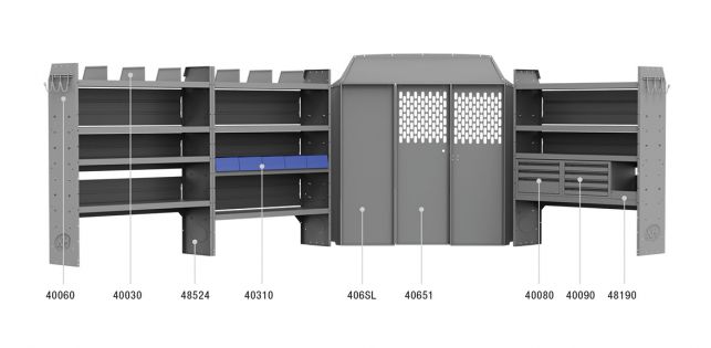 General Service Shelving Package for Mercedes Sprinter - 144-in WB - Std Roof