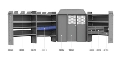 General Service Shelving Package for Mercedes Sprinter - 144-in WB - Std Roof