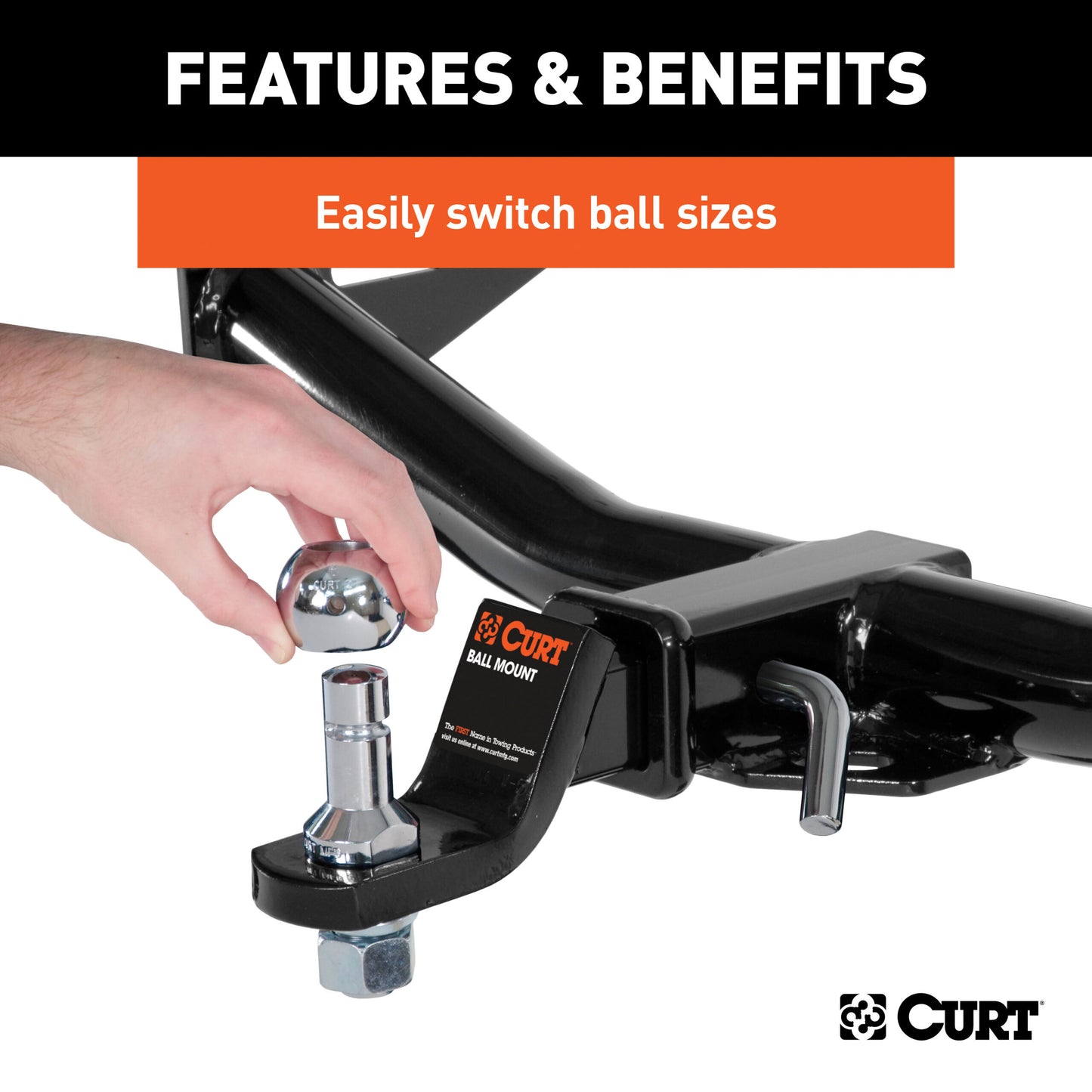 CURT Switch Ball Trailer Ball Set (1-7/8", 2" & 2-5/16" Balls, 1" x 2-1/4" Shank) - 42225