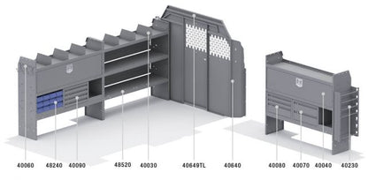 Electrical Contractor Shelving Package for Ford Transit - 148-in WB - Low Roof
