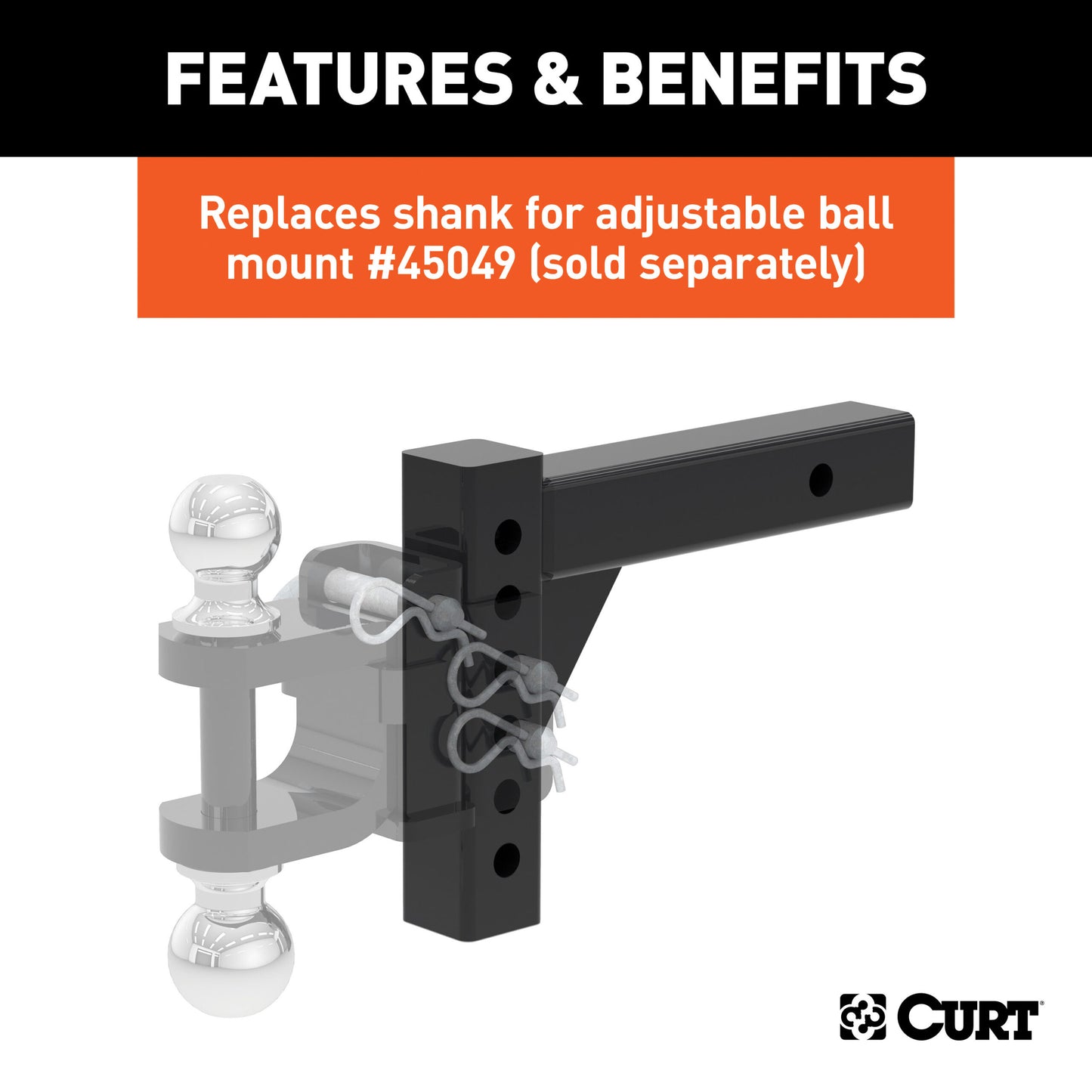 CURT Replacement Adjustable Ball Mount Shank (Fits #45049 or #45799) - 45059
