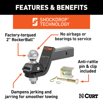 CURT RockerBall Cushion Hitch with 2" Ball (2" Shank, 7,500 lbs., 3" Drop) - 45143