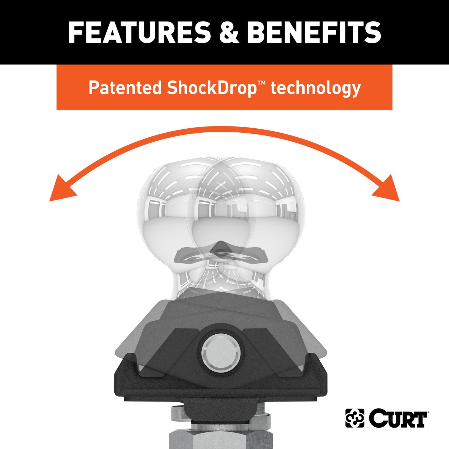 CURT RockerBall Cushion Hitch with 2" Ball (2" Shank, 7,500 lbs., 3" Drop) - 45143