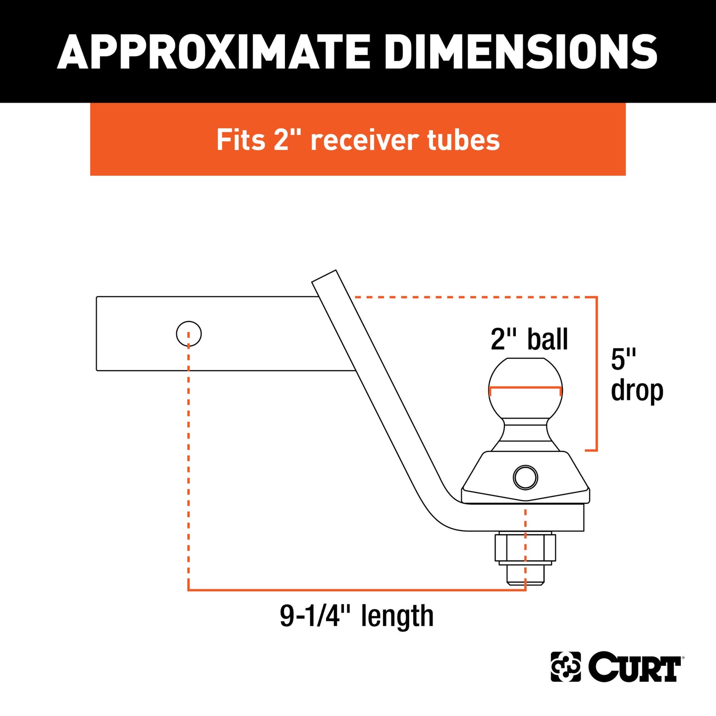 CURT RockerBall Cushion Hitch with 2" Ball (2" Shank, 7,500 lbs., 5" Drop) - 45144