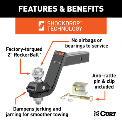 CURT RockerBall Cushion Hitch with 2" Ball (2" Shank, 7,500 lbs., 5" Drop) - 45144