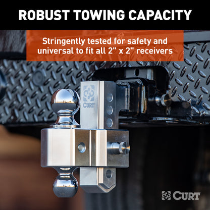 CURT AlumaLite Adjustable Aluminum Hitch with Dual Ball, 5-1/2" Drop - 45363