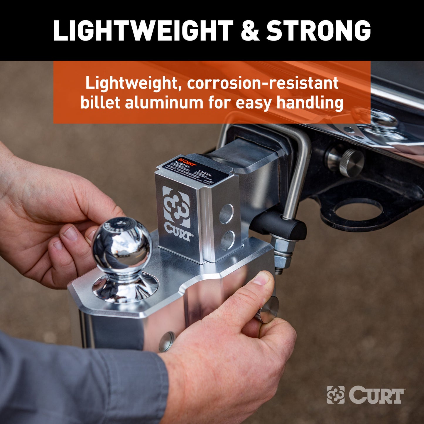 CURT AlumaLite Adjustable Aluminum Hitch with Dual Ball, 3-1/2" Drop - 45364