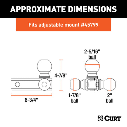 CURT Replacement Adjustable Tri-Ball Head for #45799 - 45800