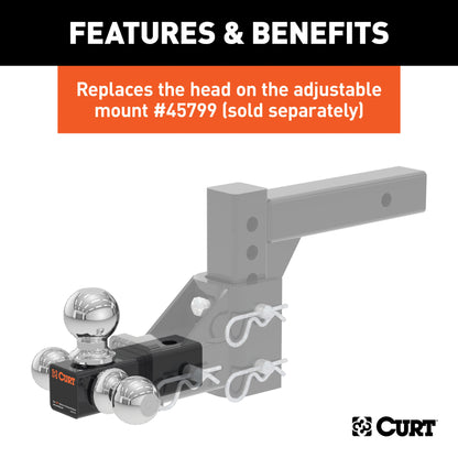 CURT Replacement Adjustable Tri-Ball Head for #45799 - 45800