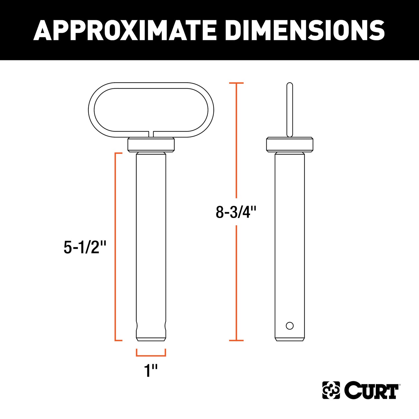 CURT 1" Clevis Pin with Handle and Clip - 45803