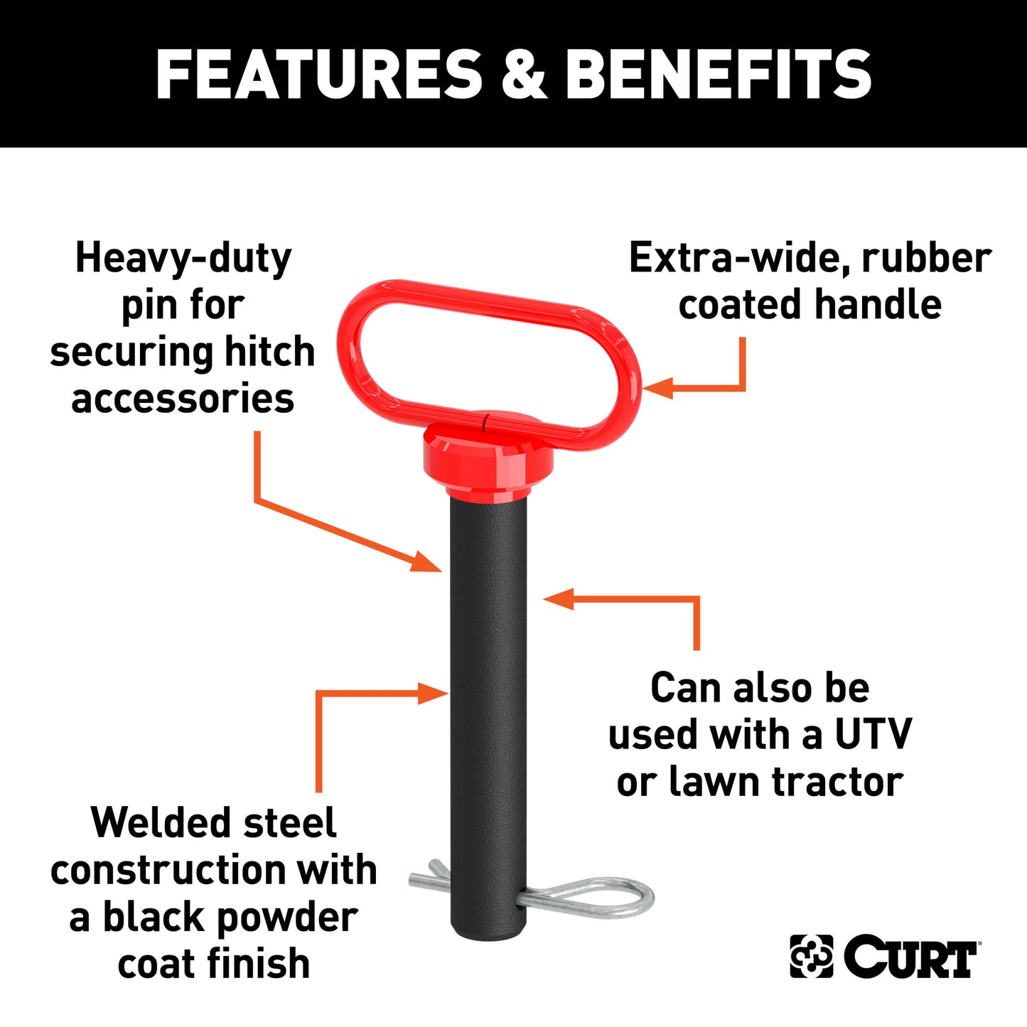 CURT 1" Clevis Pin with Handle and Clip - 45803