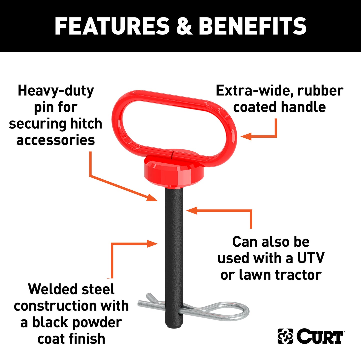 CURT 1/2" Clevis Pin with Handle and Clip - 45805