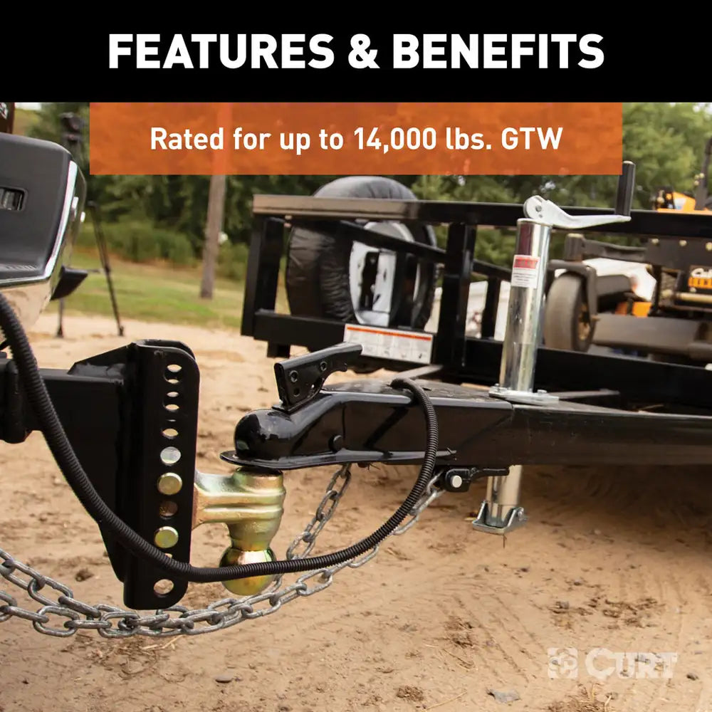ADJUSTABLE CHANNEL MOUNT WITH DUAL BALL (2" SHANK, 14,000 LBS., 6" DROP)