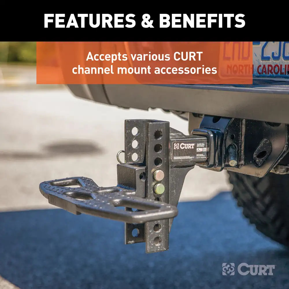 ADJUSTABLE CHANNEL MOUNT WITH DUAL BALL (2" SHANK, 14,000 LBS., 6" DROP)