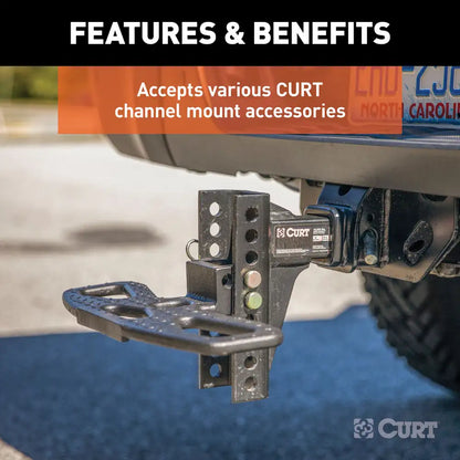ADJUSTABLE CHANNEL MOUNT WITH DUAL BALL (2" SHANK, 14,000 LBS., 6" DROP)