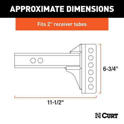 CURT Replacement 2" Adjustable Channel Mount Shank (Fits #45901, 6,000 lbs.) - 45911