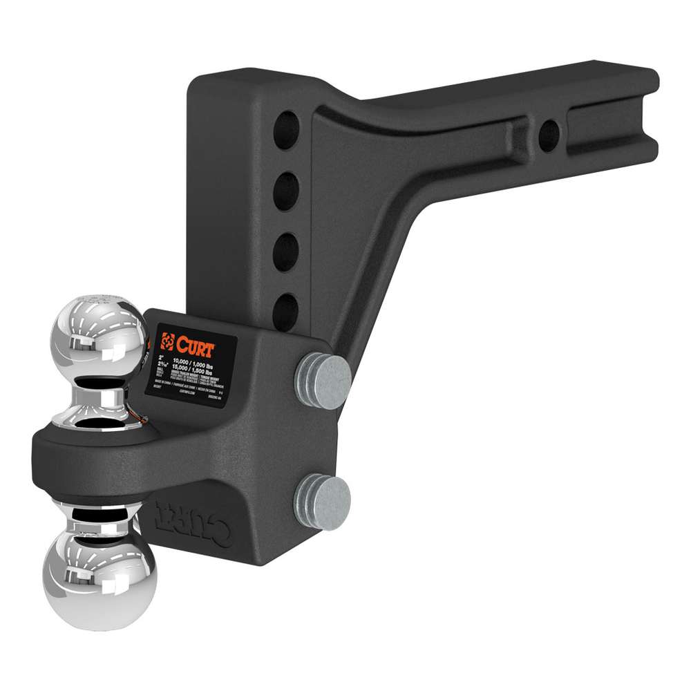 ADJUSTABLE TRAILER HITCH BALL MOUNT WITH DUAL BALL, 2" SHANK, 15K