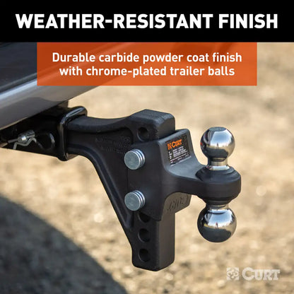 ADJUSTABLE TRAILER HITCH BALL MOUNT WITH DUAL BALL, 2" SHANK, 15K