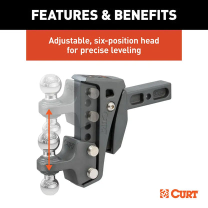 Rebellion XD Adjustable Cusion Hitch (2" Shank, 2", 2-5/16" Balls, 15K GTW)