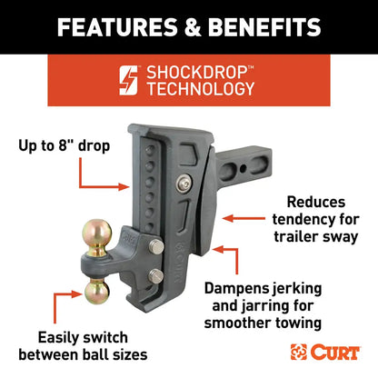 REBELLION XD ADJUSTABLE CUSHION HITCH (2-1/2" SHANK, 2", 2-5/16" BALLS, 20K)