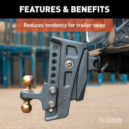 REBELLION XD ADJUSTABLE CUSHION HITCH (2-1/2" SHANK, 2", 2-5/16" BALLS, 20K)